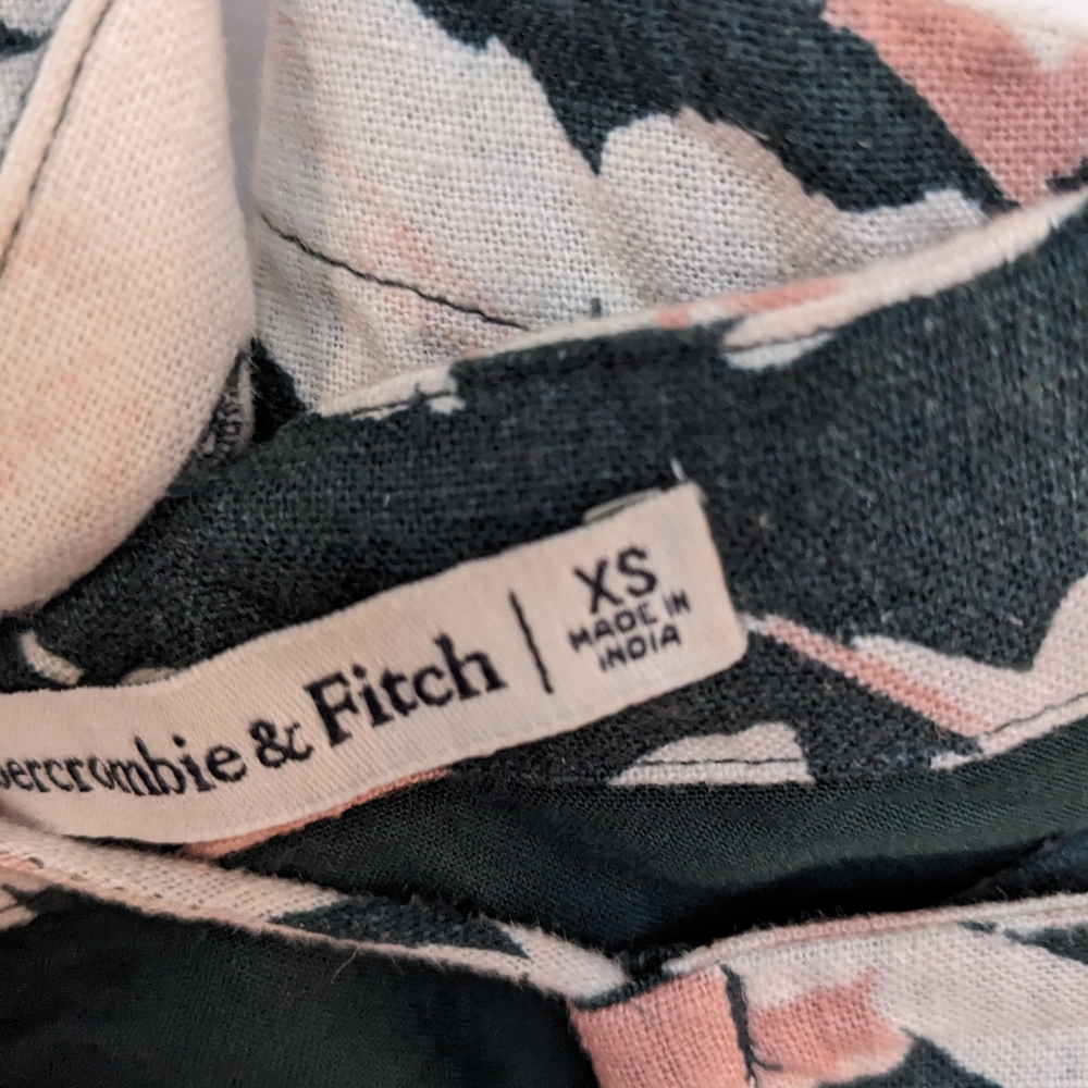 Abercrombie & Fitch Floral Green Pink Crop Top Adjustable Straps Size XS - Picture 6 of 7